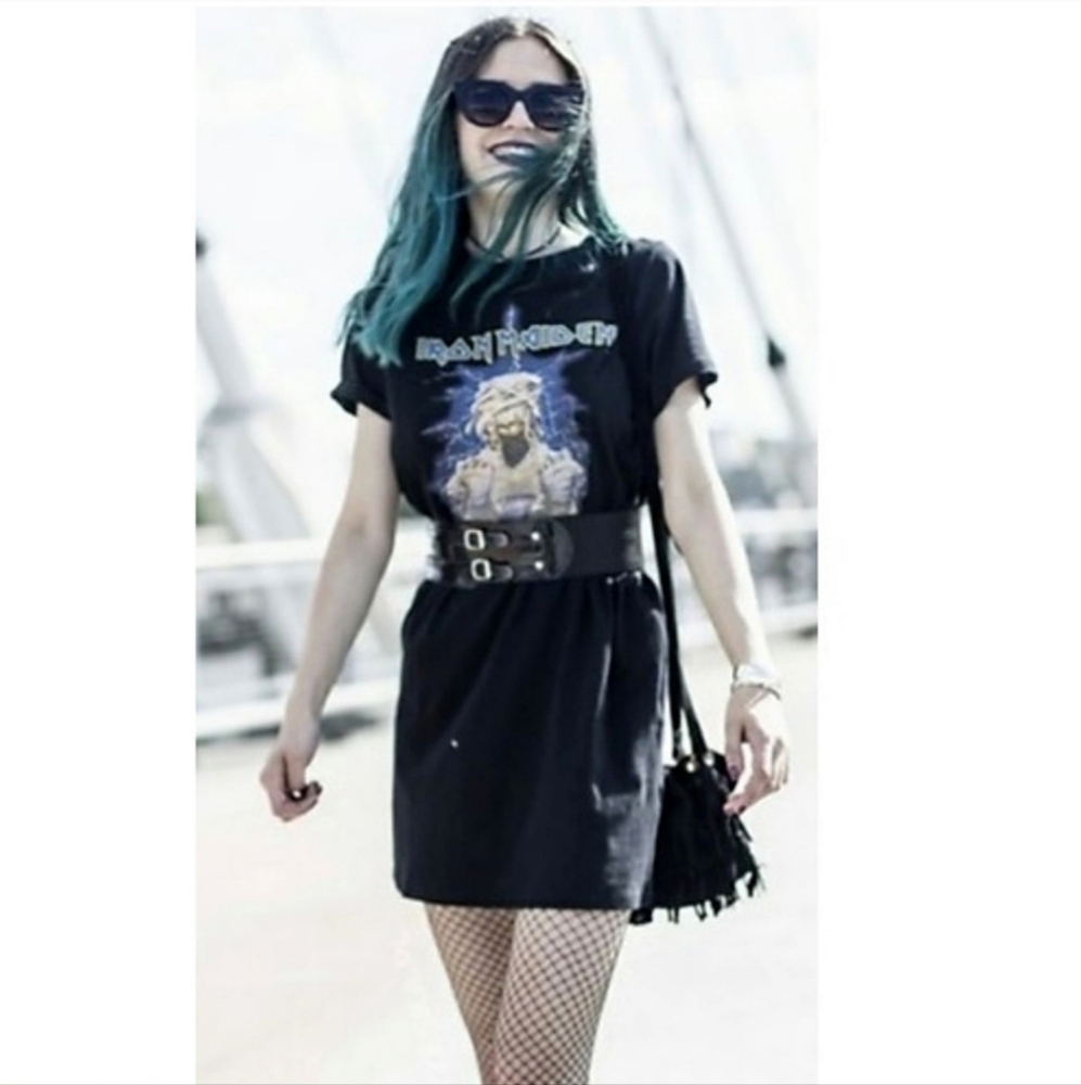 Iron Maiden H&M Women's Black Short Sleeved Graphic T-shirt Mini Dress E… - Picture 7 of 7